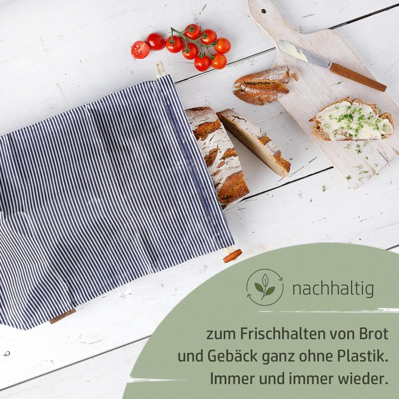 Kumanu |Organic Beeswax Cloth - Bread Bag Krummelkarl | H