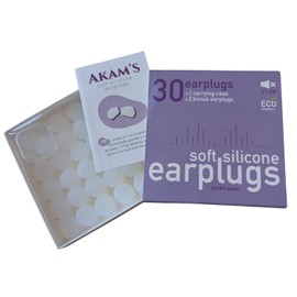 AKAM | 32 Tapones de Silicona Premium para Dormir, Nadar y Cancelación de Ruido ronquidos - Máximo Confort y Protección para los Oídos, Bloqueo de Sonido 27dB | Almohadillas de Cera Suave Color: Blanco