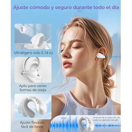 Auriculares de oreja ultra abiertos mejorados, ligeros y cómodos, inalámbricos de conducción ósea, ajuste seguro y llamadas claras alimentadas por IA,