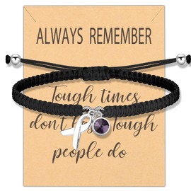 CENWA Lavender/Purple Awareness Ribbon Adjustable Bracelet Lavender/Purple Awareness Ribbon Charm Bracelet for Women (Purple Ribbon Br CA)
