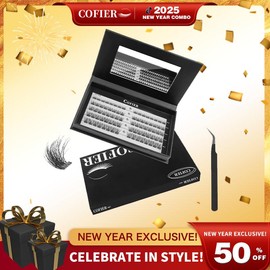 Cofier DIY Lash Kit Press on Lash No Glue Lash Self-Adhesive Eyelash Kit Individual Lashes Beginner Friendly Eyelashes with Tweezers(80/90/120 Pcs) - Specification: Cat Eye+Bottom Lashes