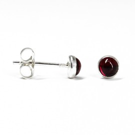 4mm Ruby Stud Earrings in Sterling Silver or Yellow Gold Fill, Small Deep Red Gemstone Studs for Women, July Birthstone Jewelry Gift