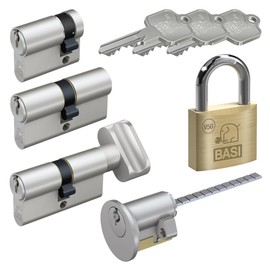 BASI V50 Lock Cylinder, Keyed Alike and Freely Combinable, Many Lengths Available, Profile Cylinder for Home and Home, Double Cylinder A: 30 mm, W: 50 mm