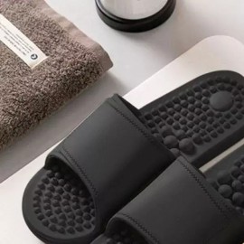 Soft Pressure 실내 욕실 미끄럼방지 돌기 마사지 발바닥 자극 편안한 착용감 통풍 구멍 디자인 [소프트지압슬리퍼블랙(270-280)] Indoor Bathroom Anti-Slip Dot Massage Footbed Stimulating Comfortable Fit Ventilation Hole Design [Soft Pressure Slipper Black (270-280)]