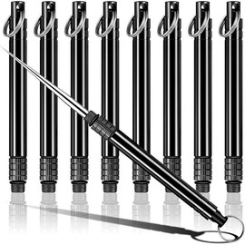 Metal Titanium Toothpicks, 8Pcs Black Reusable Keychain Telescopic Toothpick with Titanium Protective Case Holder, Multifunctional Stainless Steel Toothpick for Travel Picnic Camping - Color: Black