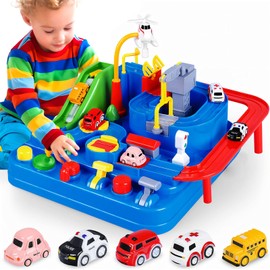 Juguetes de Aventura de Coche, Pistas de Carros para Edad 3+, Set de Rescate en Ciudad con 5 Mini-Coches, Pistas De Carros, Juegos Educativos Interactivo para 3, 4, 5, 6, 7 Años, Regalo de Juguete