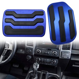 KEEGTBOX Anti-Slip No Drill Aluminum Brake Gas Pedal Pads Covers Accelerator Pedal Pads Covers Trim Compatible with Ford F150 Truck 2015 2016 2017 2018 2019 2020 Accessories(Blue)