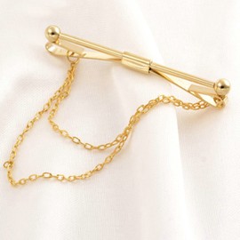 2PCS Tie Collar Bar Pin Set for Men - Classic Collar Clip with Hang Chain