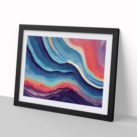 Watercolour Soundwave Art Vol.6 Abstract H1022 Framed Print for Living Room Bedroom Home Office Décor, Wall Art Picture Ready to Hang, Black A4 Frame (34 x 25 cm)