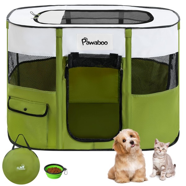 Pawaboo Circle, Foldable, Small Animal Fence, Playcircle, Pet, Cage, Mesh, Rectangular, Roof Included, Door, Waterproof, Tear Resistant, Fastener, Convenient Entry and Exit, Nursing Room, Animal Friend Room, Play Circle, Outdoor, Indoor, Breeding Circle,