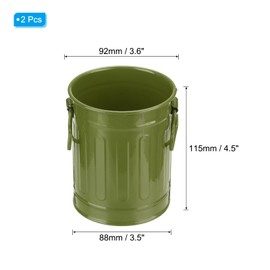 PATIKIL Barrel Pencil Holder, 2 Pack Metal Pen Holder for Desk Pencil Holders Cup Organizer with Handles Makeup Brush Holder Stationery Storage, Dark Green
