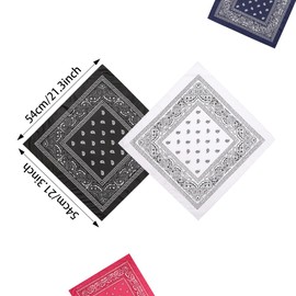 TRKETK 4 Pcs Bandanas Versatile Bandana Stylish Cowboy Headband Handkerchief Fashion Hair Accessory Neckerchief Cowboy Bandana Scarf Premium Stylish Unisex Paisley Bandanas Set (4 Corlors)