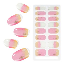 Topforce Gel Nail Seal, Curing Type, Nail Seal, Gel Nail, Just Stick (16 Pieces), Set of 5 with Mini Gel Lamp, Salon Quality, Waterproof, Nail Seal, Curing Type, Gel Nail Seal, Popular Design, Easy