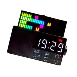 KICHOUSE Speaker Clock with Radio Digital Alarm Clock with Foldable Screen Audio Player for Home Office Aux Playback Unique Design for Casual Formal Use