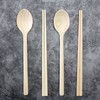 Solid Wood Cypress Cutlery Set for 2: 2 Sets of