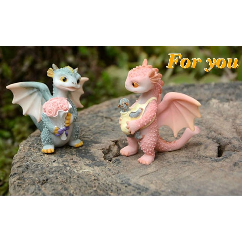 Gemmia Miniature Fairy Garden Dragon Figurines- Swing Dragon Statue