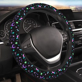 Colorful Stars and Moon Elastic Steering Wheel Cover Universal 15 Inch