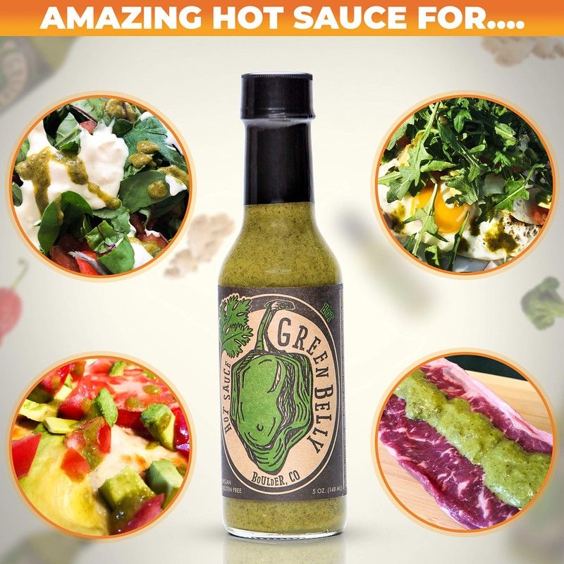 Green Belly Hot Sauce: uses Cilantro, Habanero, Garlic & Organic