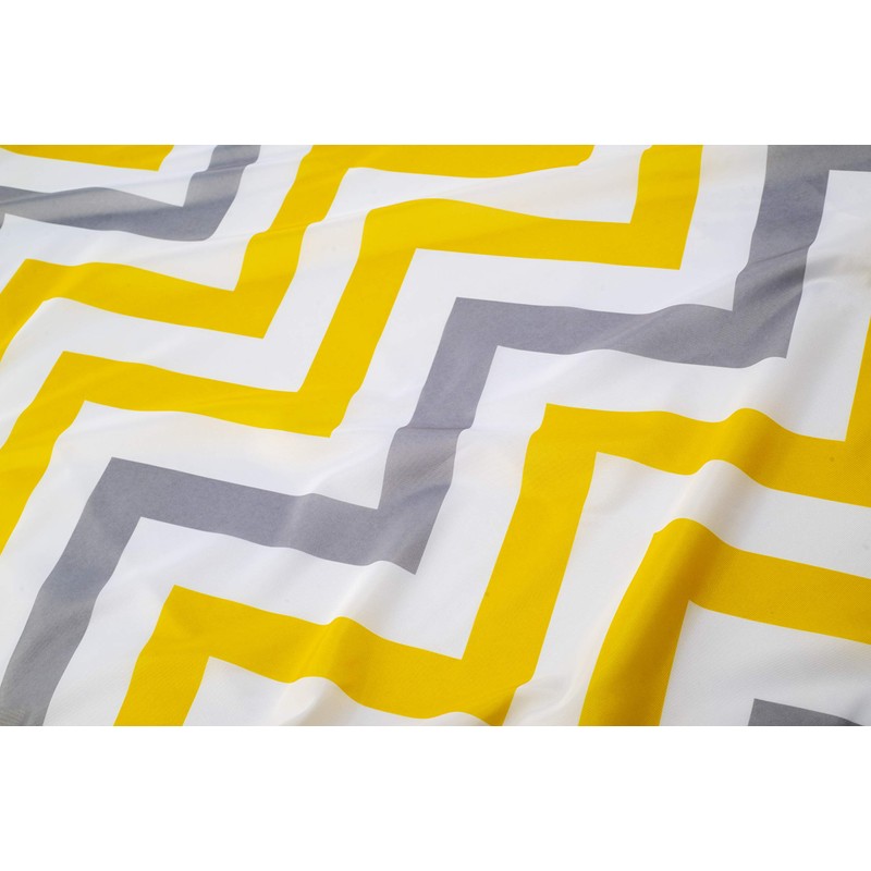 Croydex Yellow & Grey Chevron Textile Shower Curtain with Hygiene