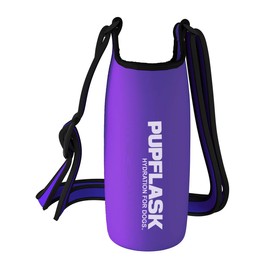 Tuff Pupper PupFlask - Soporte de neopreno aislado para botella de agua para perro con correa ancha ajustable para el hombro, ideal para viajes, caminar, senderismo, portátil para botellas de agua