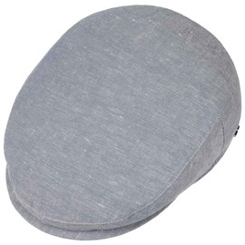 Lierys Inglese Men's Linen Flatcap - Made in Italy - Flat Cap Made in Italy - Flat Cap in Linen and Cotton - Summer Hat in Denim Look - Spring / Summer - light blue, size: 57