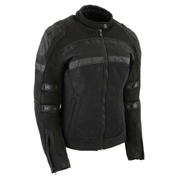 Milwaukee Leather MPL2775 Black Armored Textile Motorcycle Jacket for Women