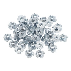 PATIKIL M6 T-Nuts, 40 Pcs Zinc Plated Steel 4-Pronged Tee Blind Nut 8 mm Length Four-jaw t Nuts Threaded Inserts Hardware for Wood Furniture Cabinetry Rock Climbing Holds