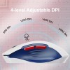 UINEER Premium Wireless Gaming Mouse, 6-button 2.4GHz Rechargeable (BLUE/WHITE)