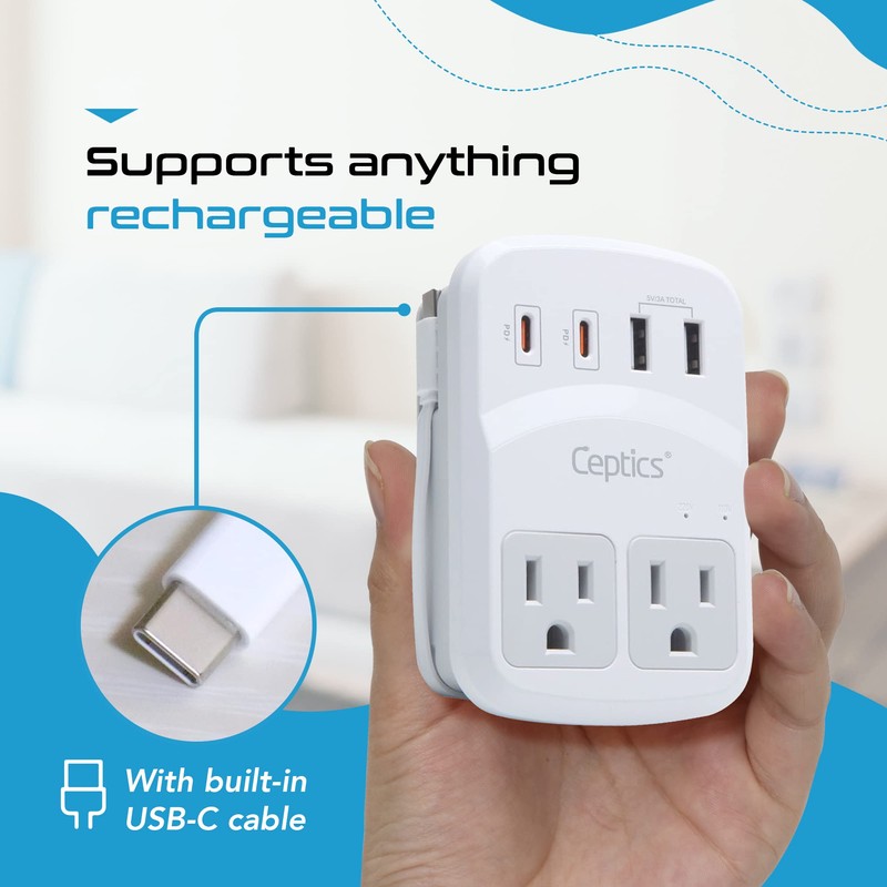 Ceptics Ceptics World Travel Adapter Kit 2 USB-A, USB-C US