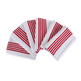 Classic Striped Kitchen Towels – Set of 6, 100% Cotton Dish Towels – Reusable, Absorbent, 18 x 28 inches, Machine Washable Rag Cloths for Home, Cooking & Everyday Kitchen Use (Red, White - Striped)