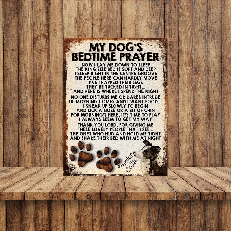 MY DOG'S BEDTIME PRAYER RETRO STYLE METAL TIN SIGN/PLAQUE (BORDER