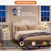 LIKIMIO Narrow Nightstand with Charging Station and LED Lights, Modern