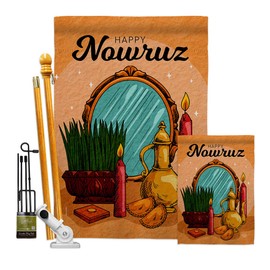 Ornament Collection Nowruz Happy Persian New Year Garden House Flags Kit Religious Christian Religion Day Small Decorative Gift Yard Banner Made in USA 28 X 40
