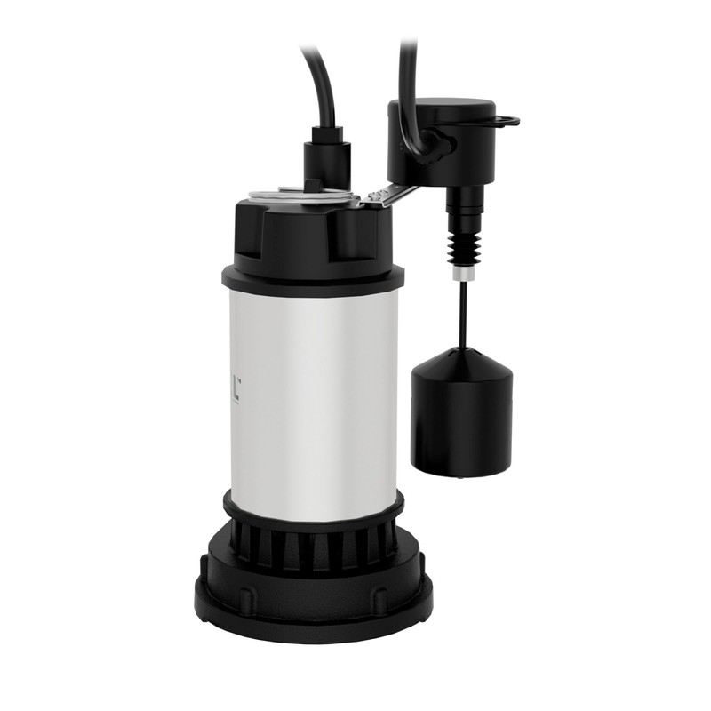 JACKEL Stainless Steel/Cast Iron Submersible Sump Pump, 1/2HP, 120V, Vertical