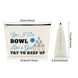 Sazuwu Funny Bowling Gag Gifts Makeup Bag Bowling Lover Gifts Bowling Team Gifts Cosmetic Bag Thank You Gifts for Bowling Coach Bowling Mom Gifts Bowling Player Gift Birthday Christmas Gifts