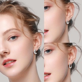 ALLHOLA 6 Pairs Gold Hoop Earrings for Women, 14K Gold Plated Lightweight Chunky Hoop Earrings Set Hypoallergenic, Thick Open Huggie Hoops Earrings Jewelry for Gifts. (02-Silver hoops)