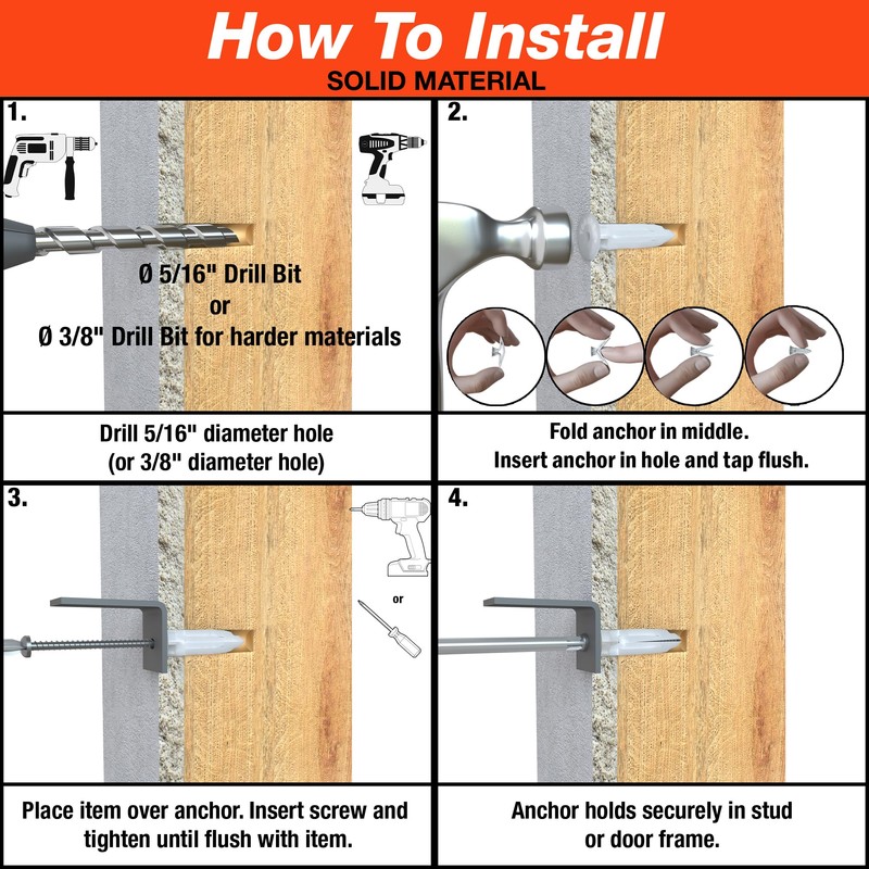 TOGGLER Toggle TA Hollow-Door Anchor with Screws, Polypropylene, Made in