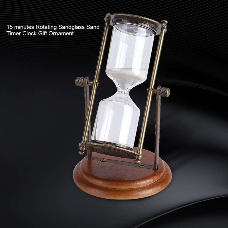 15 Minutes Metal Rotating Sand Glass Timer Clock Hourglass Table