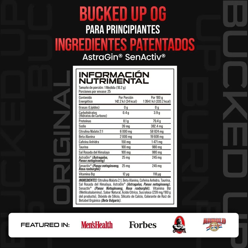Bucked Up Pre Entreno Beta Alanina Citrulina Blood Raz