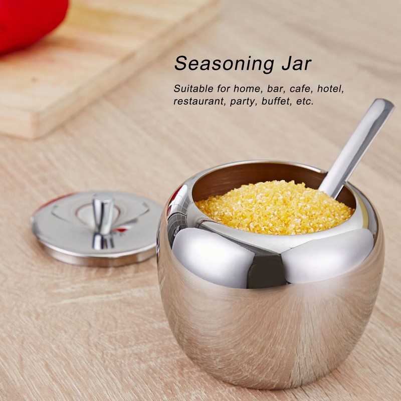 Stainless Steel Sugar Jar Seasoning Jar Spice Container with Lid