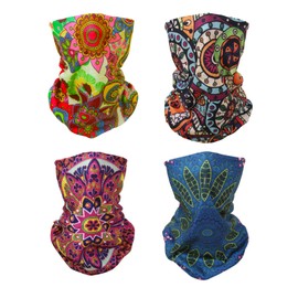 SMEHCF 4 Headband Bandana Balaclava Half Face Mask Shield Head Hair Scarf Neck Gaiter Hat Multipurpose For WoMen Men Breathable Reusable Washable Bohemian Red Blue Yellow
