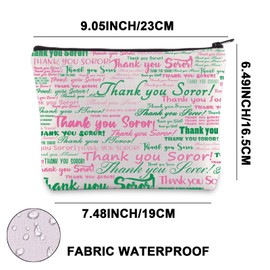 JNIAP Sorority Sisters Makeup Bag Pink And Green Gift 1908 Sorority Gifts Greek Sorority Paraphernalia Gift (Green pink Thank you mb)