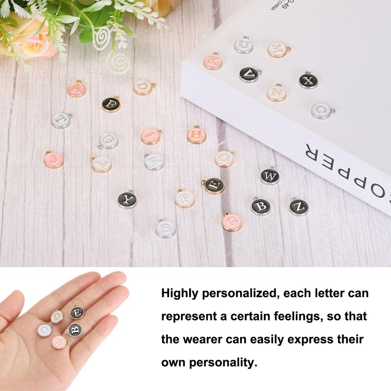 sourcing map 36pcs Pendants Letter Charm Initial Charm Double Sided