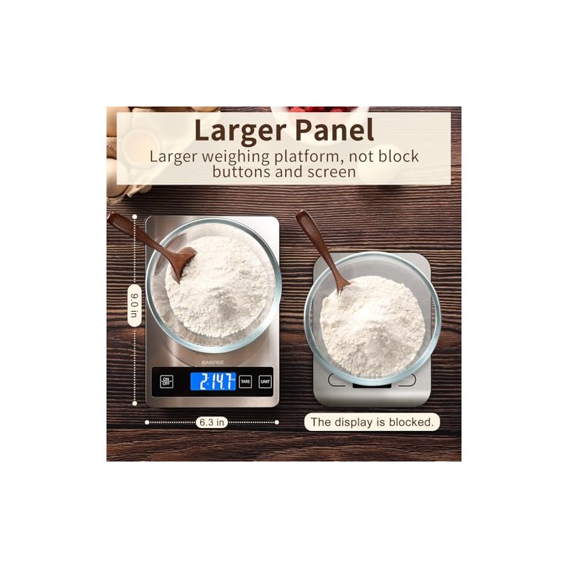 Food Scale, 33lb Digital Kitchen Scale with Stainless Steel &