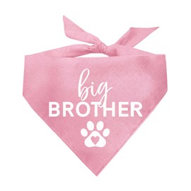 Big Brother with Heart Paw Gender Reveal/Baby Announcement Dog Bandana (Baby Pink, XS 87)