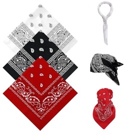 dinghaole 3 Pcs Paisley Bandanas, Multifunctional Headbands, Premium Stylish & Versatile Paisley Bandana, for Outdoor Activities, Headband Face Mask Neckerchief Handkerchief (Black, Red, White)