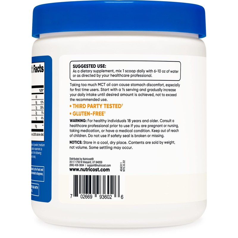 Nutricost C8 MCT Oil Powder 23 Servings (8oz) - 95%