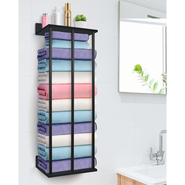 WeGXY Towel Racks for Bathroom Wall Mounted with Wooden Storage
