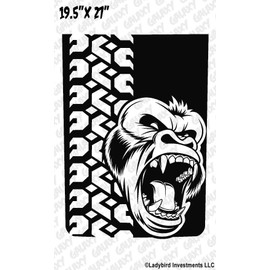 SkunkMonkey - Hood Decal Compatible with Jeep Renegade - Angry Gorilla Tire Tread Blackout Hood Sticker- Orange