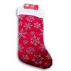 Festive Red Plush Christmas Stocking with Silver Snowflake Design - 16 x 8.5 Inches